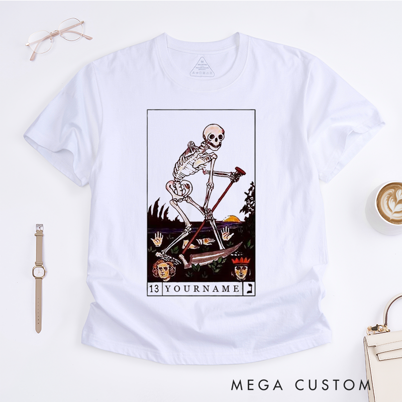 Personalized Tarot Lovers Classic T-Shirts Death Skeleton Tarot Card T shirt Aesthetic  Gothic vintage t shirt 90s T-shirts Death of Emotion
