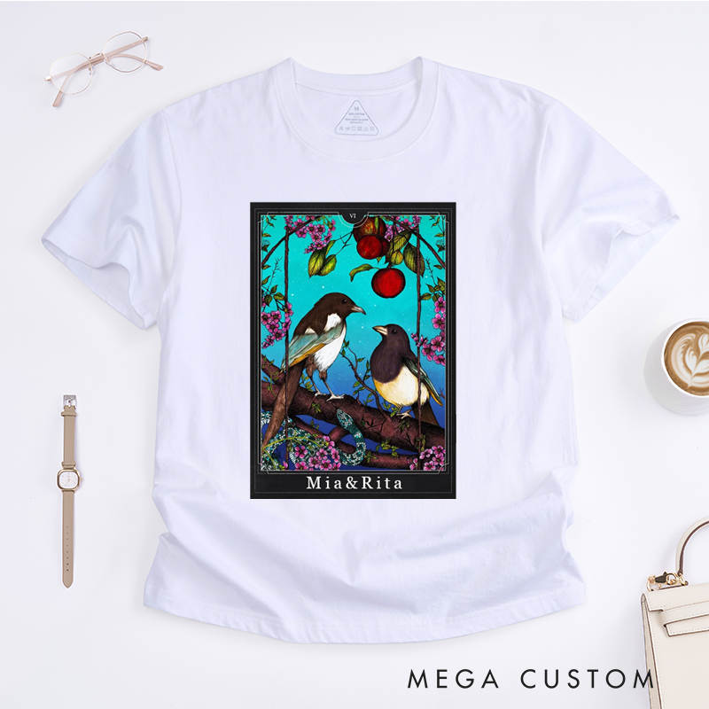 Personalized Tarot Lovers Classic T-Shirts The Lovers Giclée Print Tarot Card  Occult Art  Magpie Illustration Gothic Art Gift Clothing