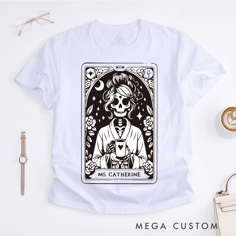 Personalized Tarot Lovers Classic T-Shirts The Mom Skeleton Tarot Card T-shirt Witchy Vibes Mother's Day Gift Shirt Vintage Style