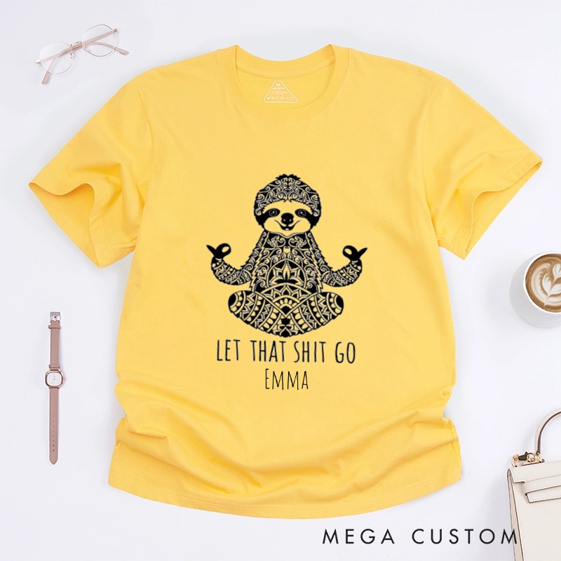 Personalized Meditation Sloth T-Shirt Humorous Animal T-Shirt Yoga Funny T-Shirt Yoga Lover Animal Lover