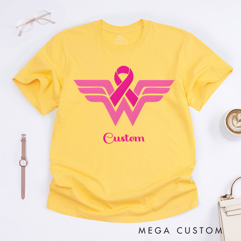 Personalized Breast Cancer Awareness Pink Ribbon T-Shirt Cancer Survivor Gift