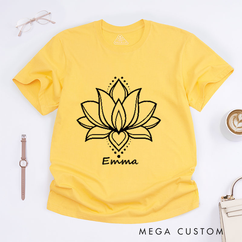 Personalized Namaste T-Shirt Lotus Flower T-Shirt Yoga T-Shirt Meditation T-Shirt Yoga Gift T-Shirt Zen T-Shirt Mandala Tee