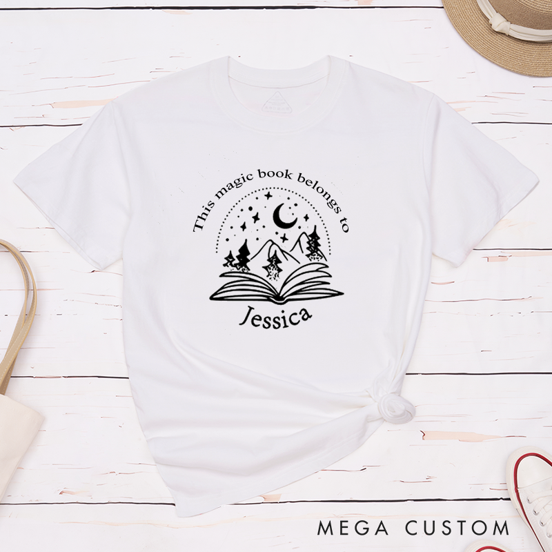 Personalized Book Lover T-Shirt Custom Name This Book Belongs To Design Unique Reader Gift Classic Unisex Tee Perfect for Readers Teachers Students Kids