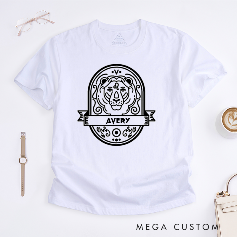 Personalized Leo Zodiac T-Shirt Classic Astrology Gift Custom Name Unisex Birthday Present for Men Women Horoscope Tee Spiritual Shirt
