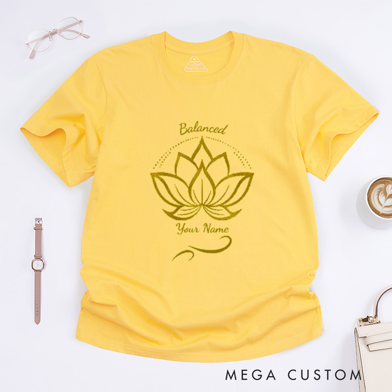 Personalized Lotus T-Shirt for Women Gift for Her Yoga Lover Gift Yoga Group T-Shirt Yoga Instructor Gift