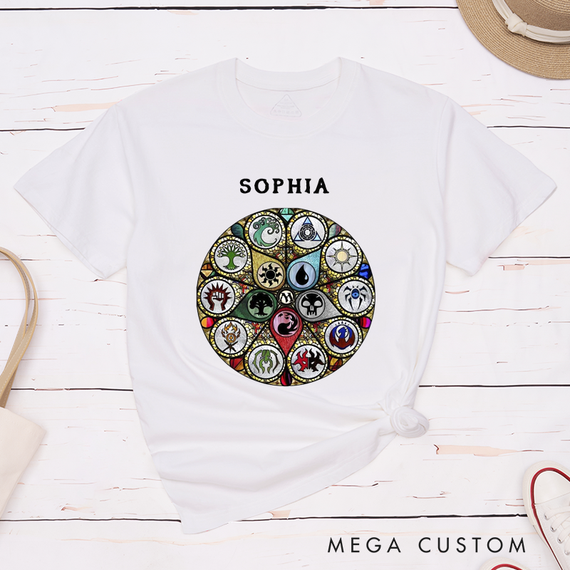  Personalized Elemental Crest Emblem Classic T-Shirts Customizable Unisex Gift Iconic Abstract Style Perfect for Fantasy Lovers and Creative Individuals 