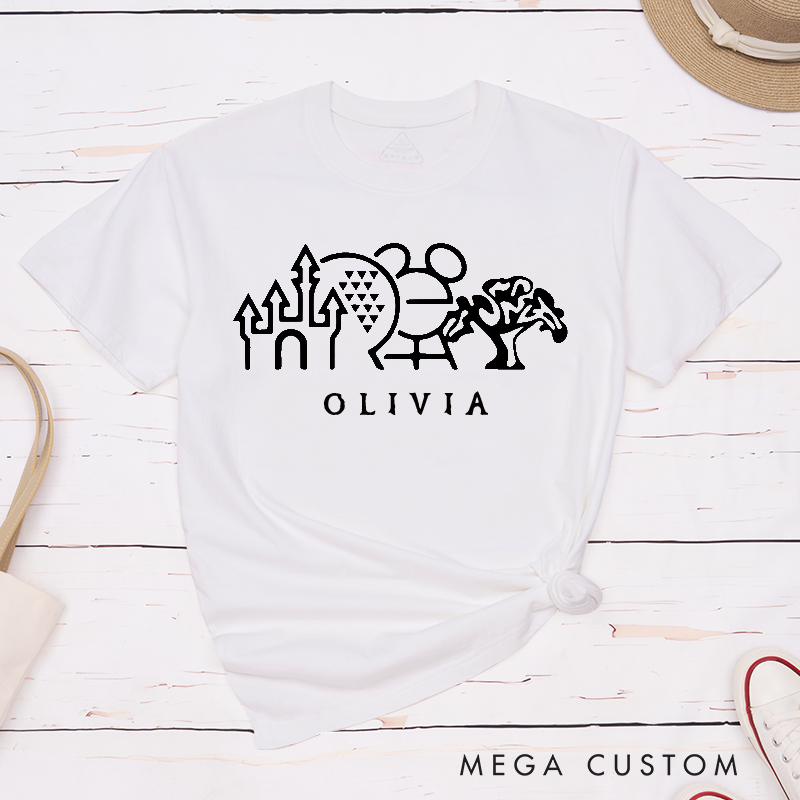 Personalized Classic T-shirt Custom Name Gift Unisex Unique Theme Park Family Vacation Shirt for Kids and Adults Perfect Travel Keepsake