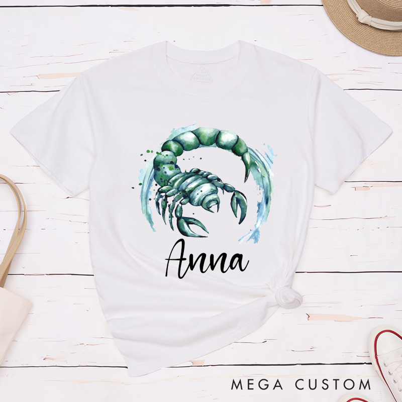 Personalized  Classic T-Shirt Scorpio Zodiac Unisex Custom Name Present for Men Women Astrology Horoscope Lovers and Friends