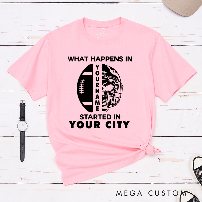 Personalized American Football Skull T-Shirts Featuring Custom Name and City - New Football Fan Shirt Gift