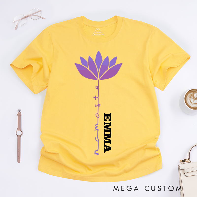 Personalized Yoga Lotus T-shirt Yoga Sports T-shirt Yoga Instructor T-shirt Women Yoga Gift