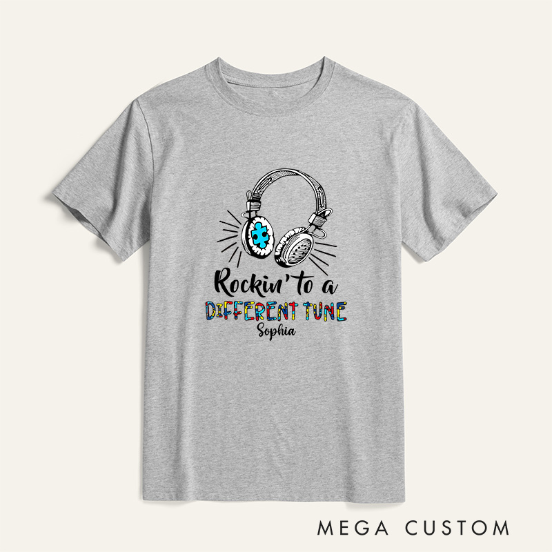 Personalized Rockin' to a Different Tune T-shirt Gift For Autism