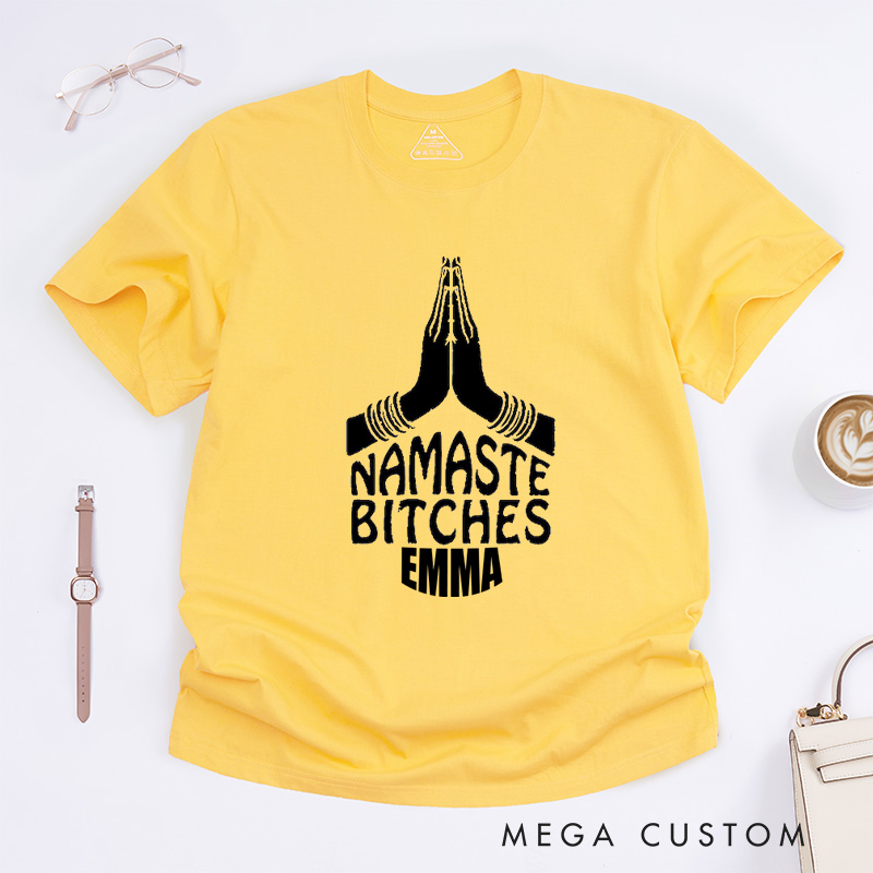 Personalized Funny Namaste Yoga Yogi T-Shirt Positive Meditation Yoga Lover Workout Fitness Shirt Yoga Outfit Class Instructor Tee