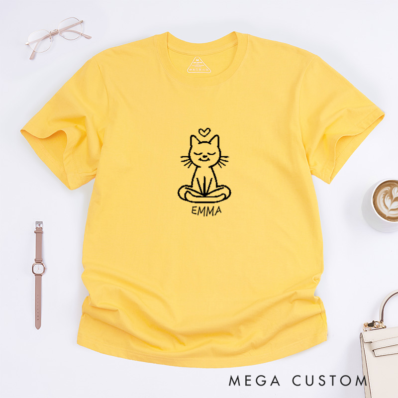 Personalized Cat Yoga T-Shirt Cut Cat T-Shirt Gift for Yoga Lover Cat Lover T-Shirt Yoga Teacher T-Shirt