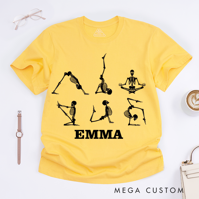 Personalized Yoga Skull T-Shirt Gothic Style T-Shirt Dark Style T-Shirt Yoga Lover T-Shirt