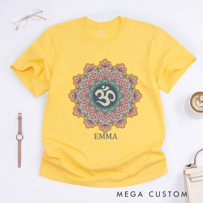 Personalized Om Yantra Mandala T-Shirt Yoga Meditation Spiritual T-shirt Ohm Aum Sacred Geometry Hindu Buddhist Clothing
