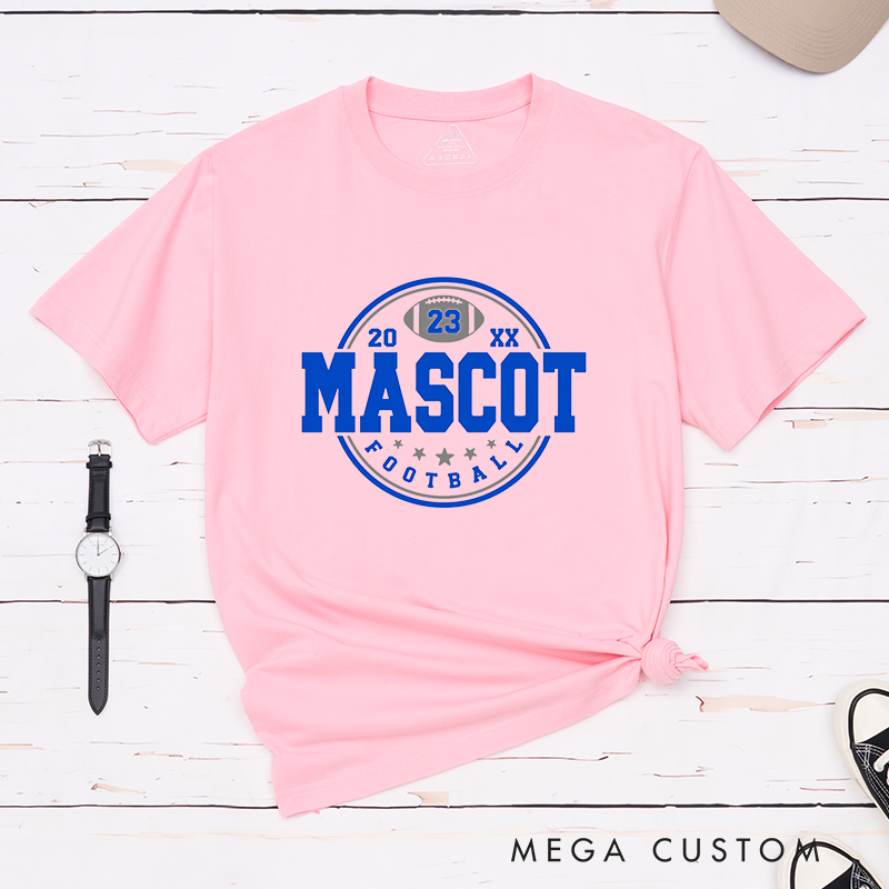 Personalized American Football T-Shirts Featuring Custom Mascot ,Number and Year on the Front