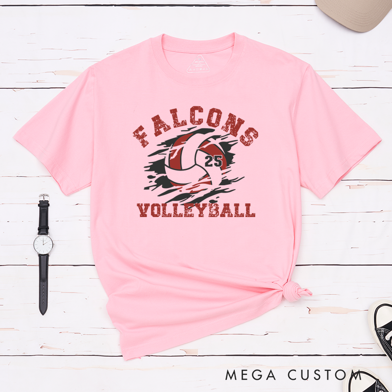 Personalized Volleyball T-Shirts Featuring Your Team Name and Number - Custom Team Spirit Tee