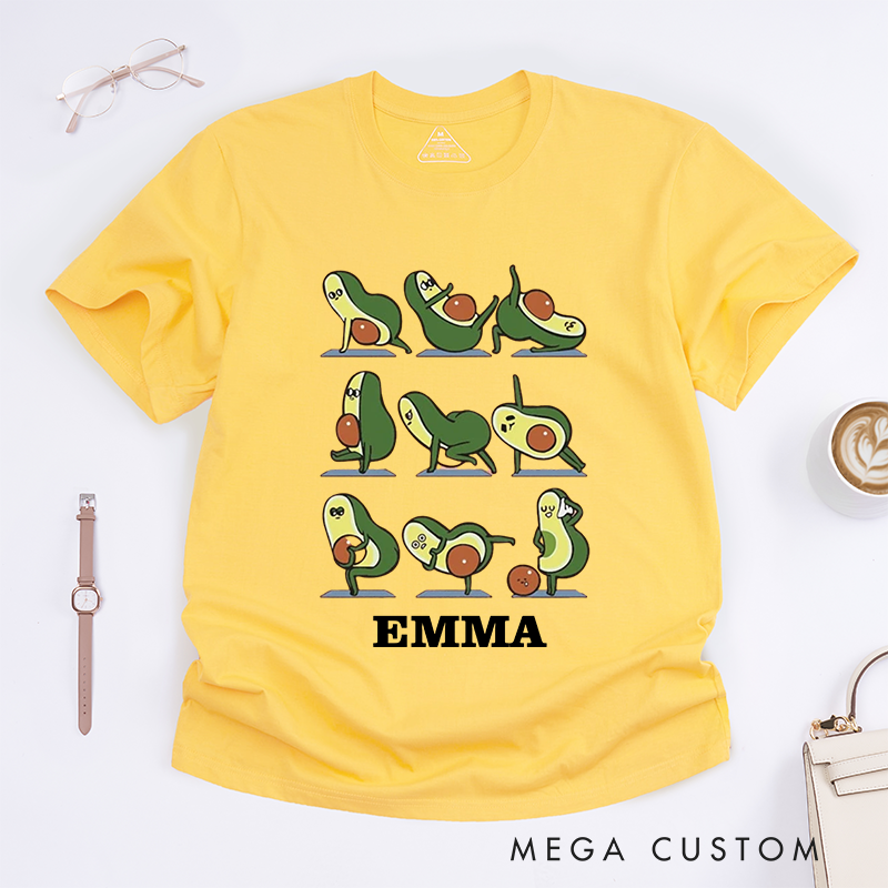 Personalized Yoga Avocado T-Shirts Cute T-Shirts Funny T-Shirts Yoga Lovers T-Shirts Gift Custom T-Shirts