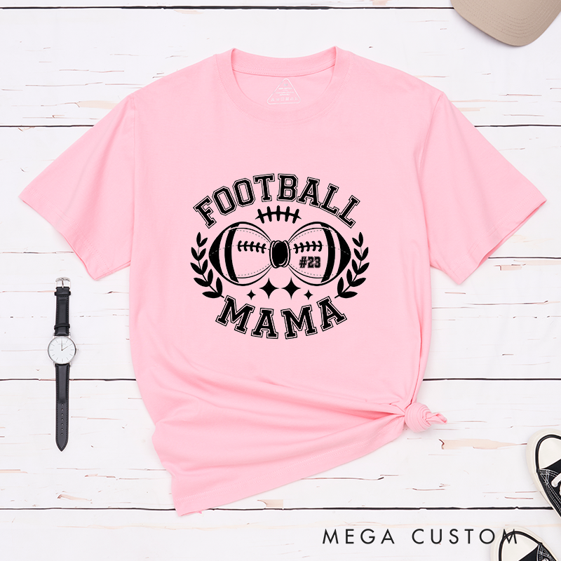 Personalized American Football Mom T-Shirts Featuring Custom Number for Game Day Pride