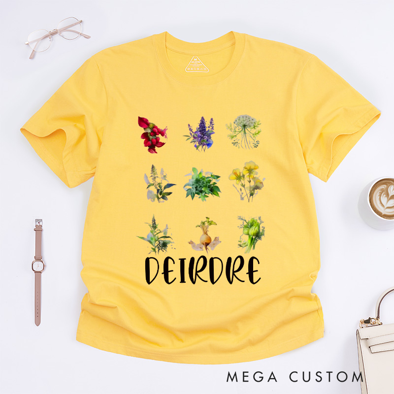 Personalized Women's Reproductive Health Herbs Classic T-Shirts Plant Lover Tee Shirt Gardening Shirt for Gardener Gift Gardening Lover Gift