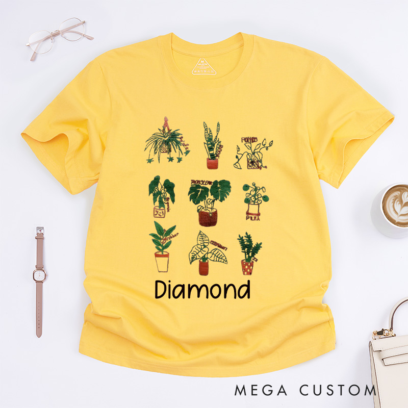 Personalized Plant Classic T-Shirts Plant Screen Printed T Shirt Plant Lover Shirt Gardening Lover Shirt for Gardener Gift Plant Lover Gift