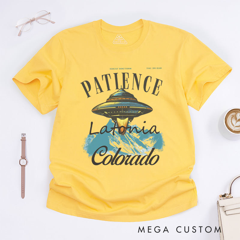 Personalized Patience Classic T-Shirts Alien UFO Tee Funny Retro Travel Poster Shirt Gift For Traveler
