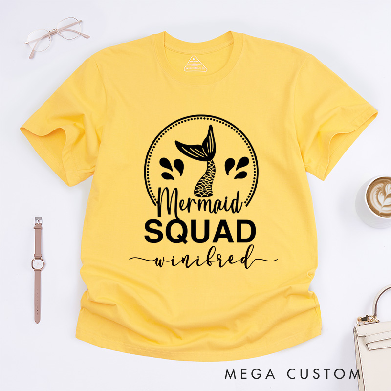 Personalized Mermaid Classic T-Shirts Funny Mermaid Tee Trendy Shirt Customized Name Shirt Gift For Ocean Enthusiasts