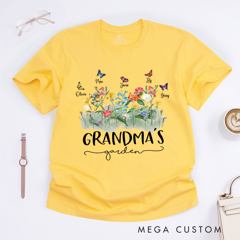 Personalized Grandma's Garden Classic T-Shirts Gardening Shirt Custom Mom Shirt Mother's Day Gift