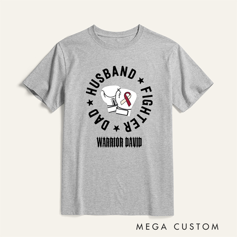 Personalized Husband Dad Fighter Head Neck Cancer Throat Cancer Awareness T-Shirt
