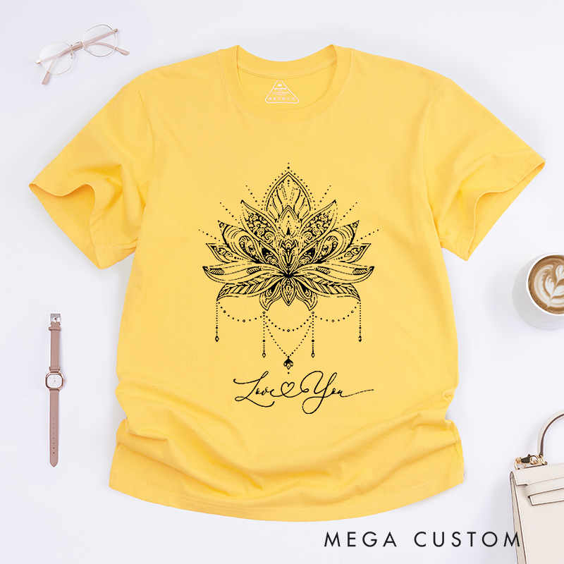 Personalized Custom Lotus Flower T-Shirt Comfort Colors Girly T-Shirt Trendy Tee Cute Meditation Gift T-Shirt Spiritual Yoga Shirt