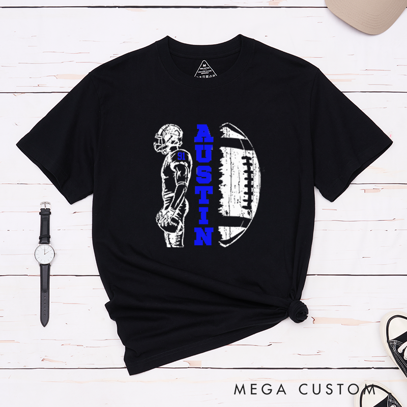 Personalized American Football T-Shirts Customized with Your Name and Number