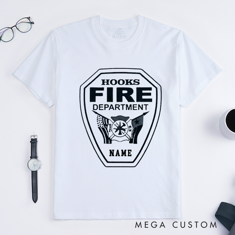 Personalized Custom Fire Department Badge-Inspired Design Gift for Firefighter T-Shirt