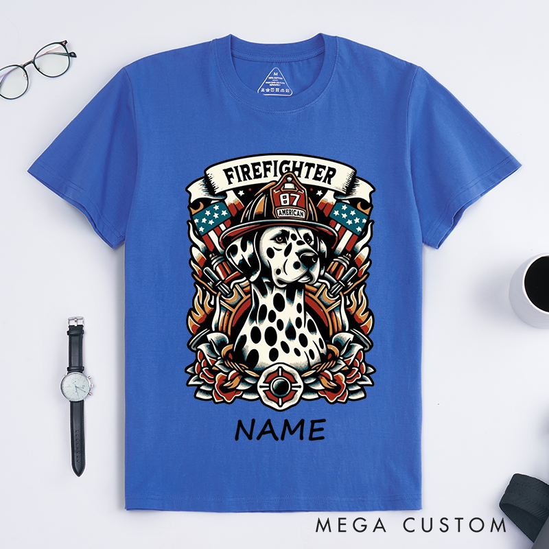 [Copy]Personalized Fireman Firefighter Dalmatian Tribute Design Gift for Firefighter T-Shirt