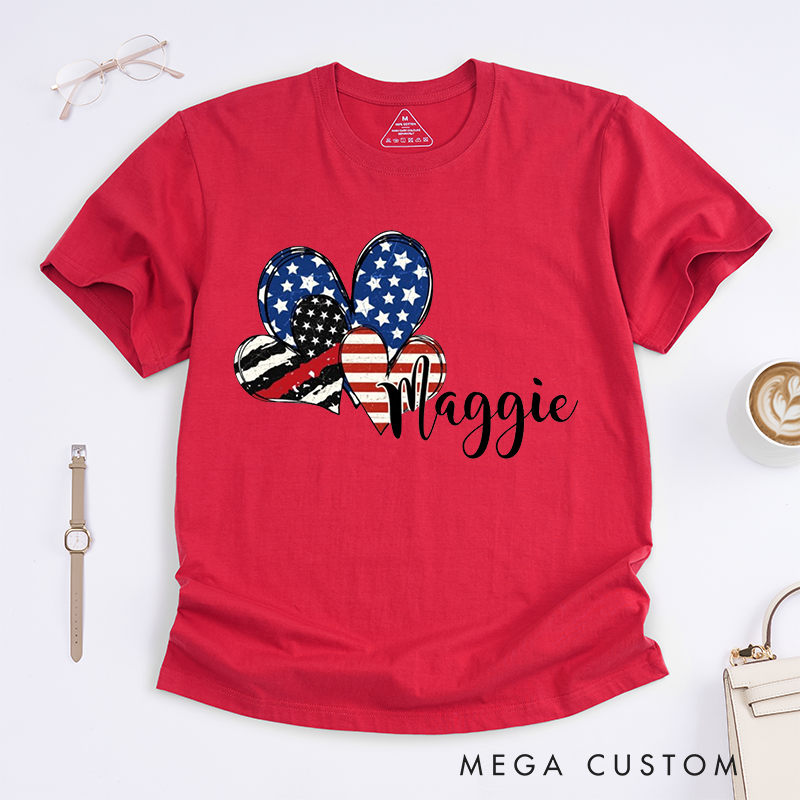 Personalized Patriotic Shamrock Firefighter Design Gift for Female Firefighter Fireman Wife Girlfriend T-Shirt