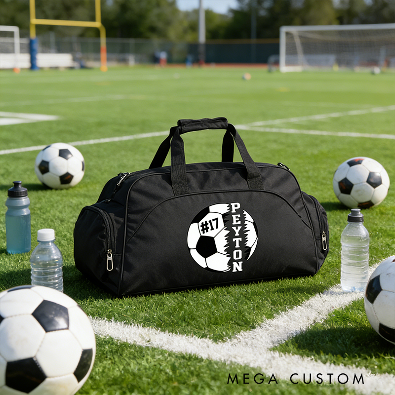 Personalized Soccer Duffel Bag with Custom Name and Number Design