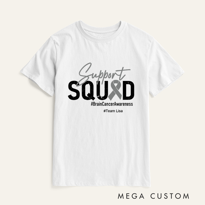 Personalized Brain Cancer Support Squad Cancer Awareness Fighter T-Shirt