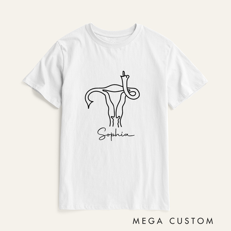 Personalized Middle Finger Uterus T-Shirt Cancer Warrior Gift Caring Gift for the Sick
