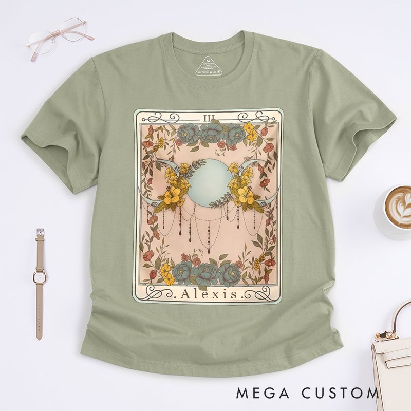 Personalized Tarot Lovers Classic T-Shirts Triple Moon Tarot Card Oversized T-Shirt Mystical Moon Phase Shirt Witchy Clothing