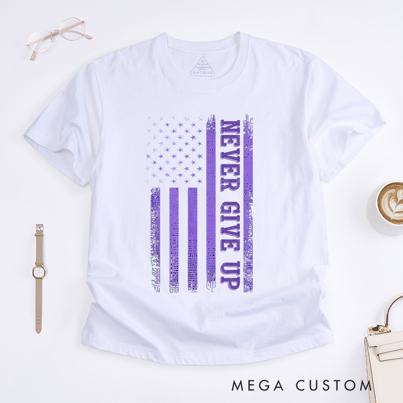Personalized Never Give Up T-Shirt Alzheimers Awareness Gift
