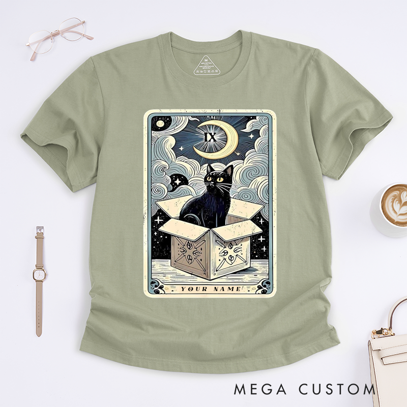 Personalized Tarot Lovers Classic T-Shirts Black Cat  Mystic Moon Tarot The Hermit Classic T-Shirts Gifts for Cat Lovers