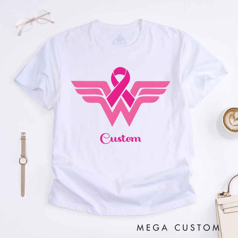 Personalized Breast Cancer Awareness Pink Ribbon T-Shirt Cancer Survivor Gift