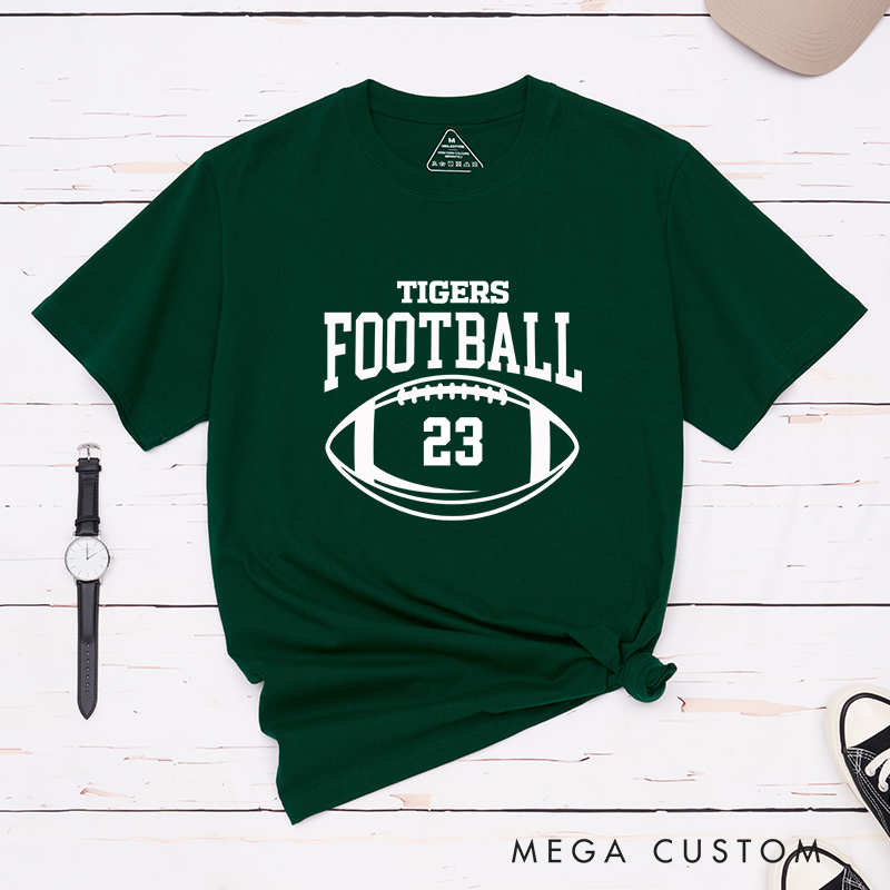 Personalized American Football and Rugby T-Shirt with Custom Team Name and Number