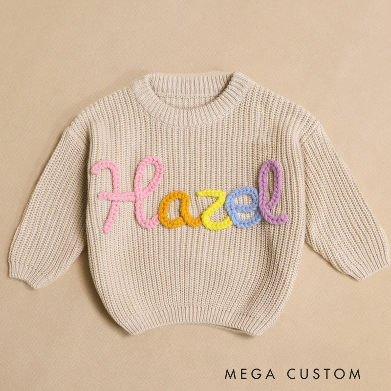 Personalized Knit Sweater with Name Gifts for Girls Boys Birthday Gifts Nursery Gifts
