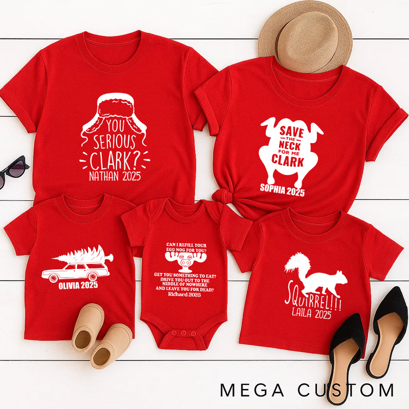 Personalized Classic Christmas Movie Inspired Funny Christmas Family Matching Shirts Group Shirts Movie Holiday Shirt