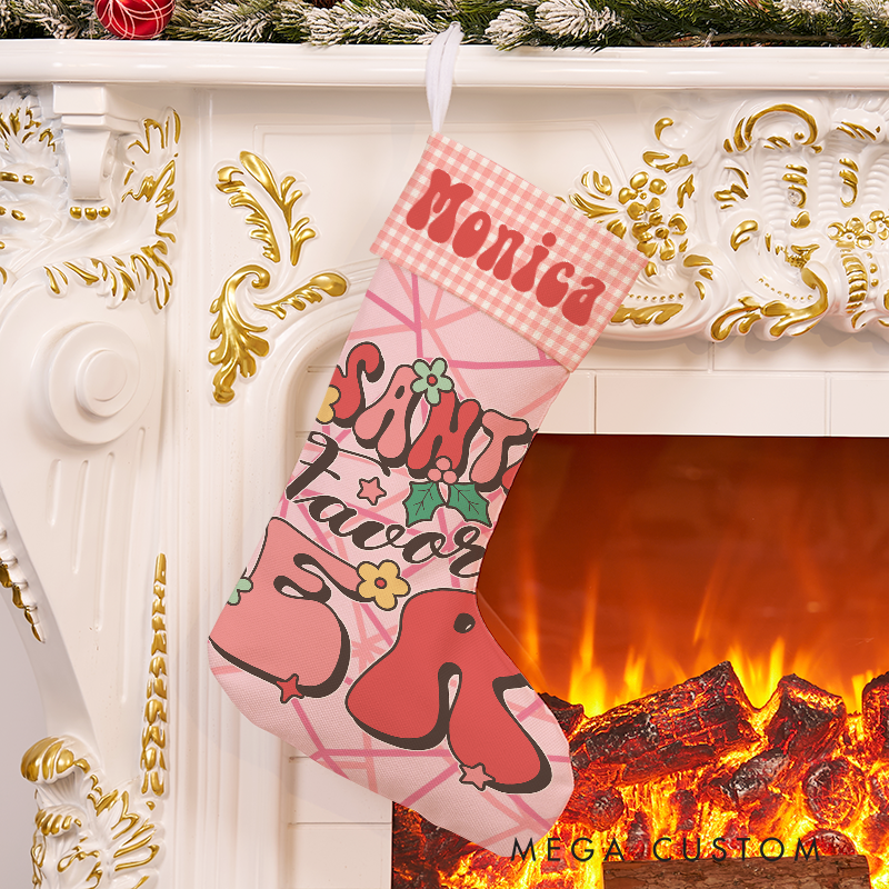 Personalized Nurse Themed Christmas Stocking Santa’s Favorite Nurse Design Stocking Xmas Gift