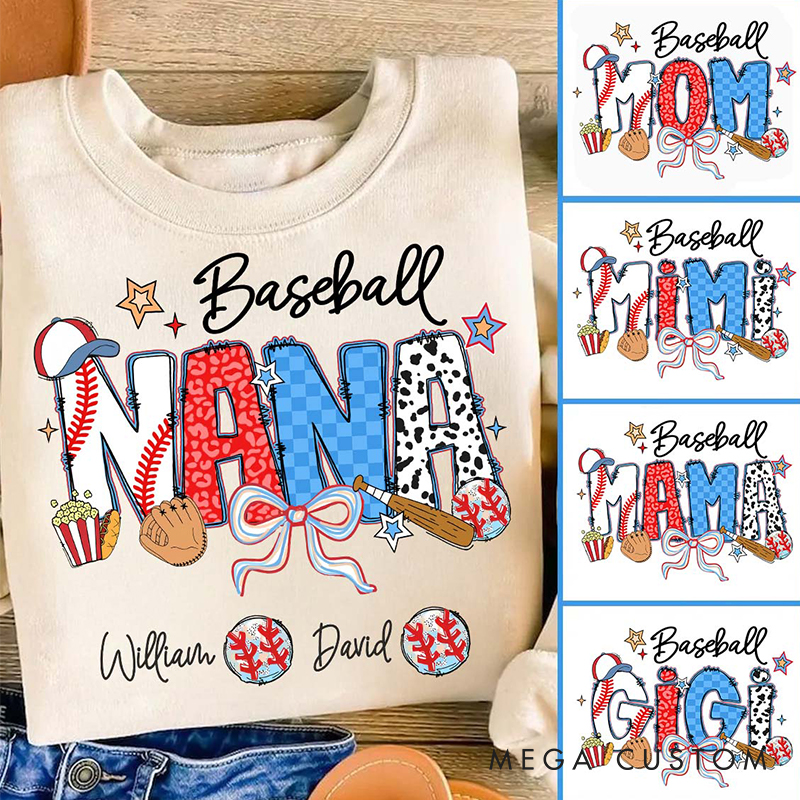 Personalized Baseball Sweatshirt with Custom Name and Design for Mom Nana and More