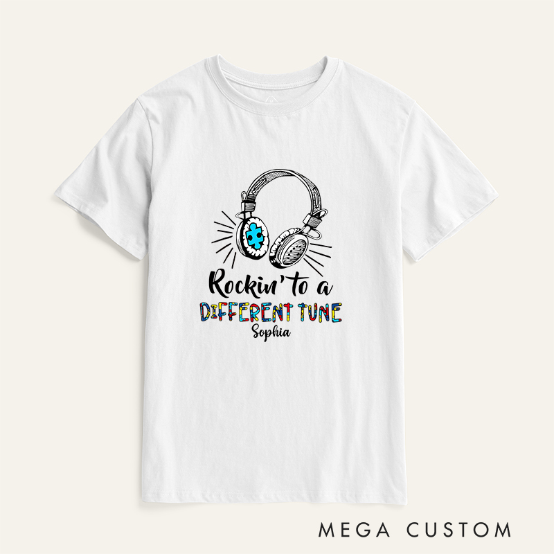 Personalized Rockin' to a Different Tune T-shirt Gift For Autism