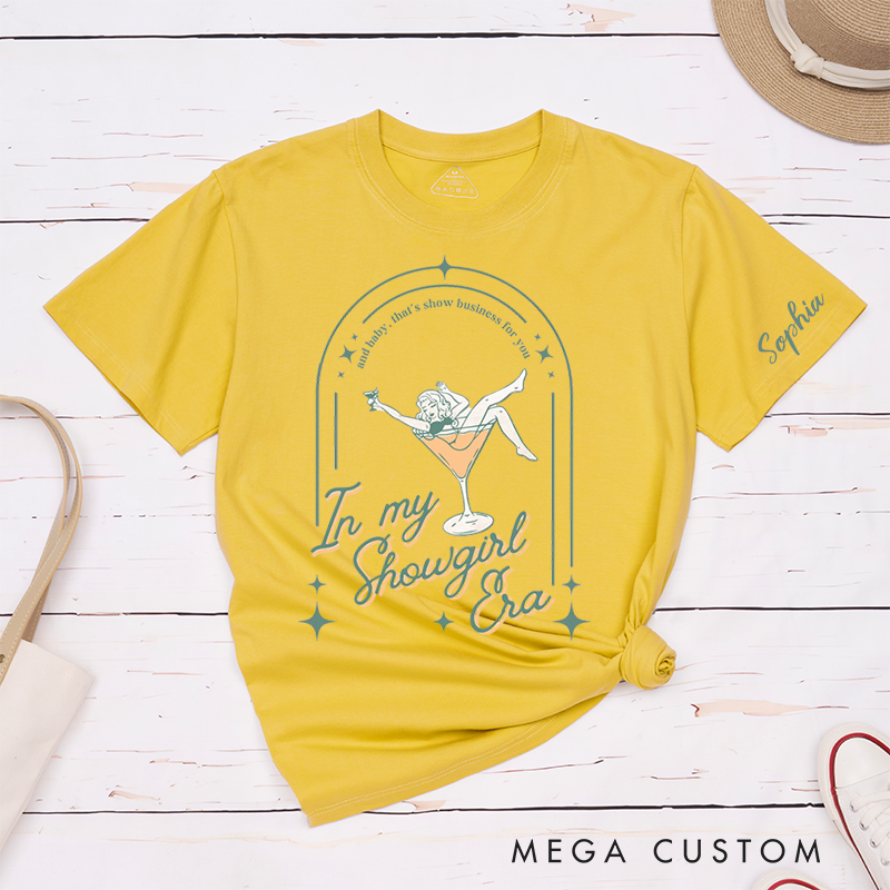 Personalized Name Comfort Colors in My Showgirl Era Shirt Glam Girl Graphic Tee Neutral Showgirl Showgirl Inspired Shirt