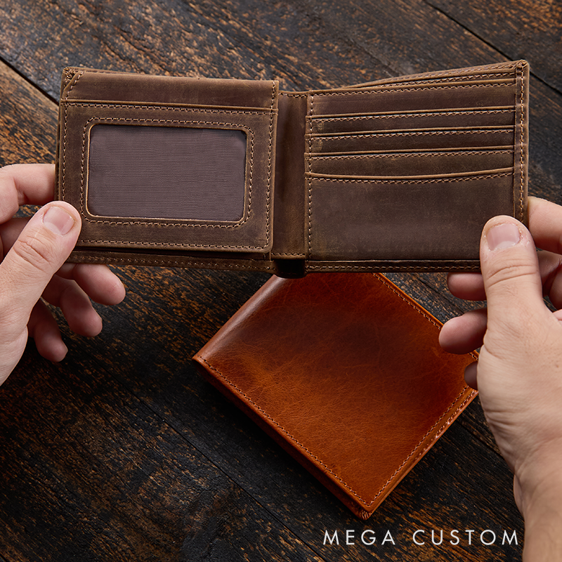 Personalized Firefighter Axe and Helmet Leather Wallet Firefighter wallet Oiled Leather wallet Fathers day gift for husband