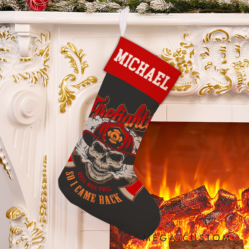 Personalized Firefighter Themed Christmas Stocking Santa’s Favorite Firefighter Design Stocking Xmas Gift